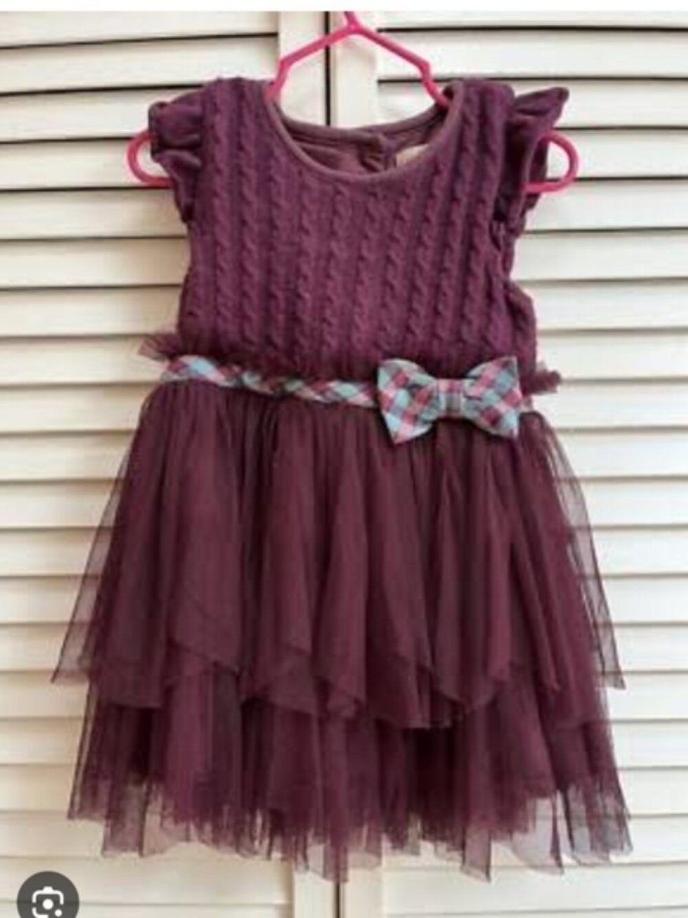 Matilda Jane Knit Sweater Tulle Dress Sz 6  Maroon Purple Special Occasion - Picture 3 of 11